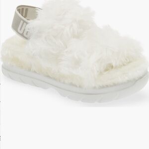 UGG Women's Fluffy White Slippers